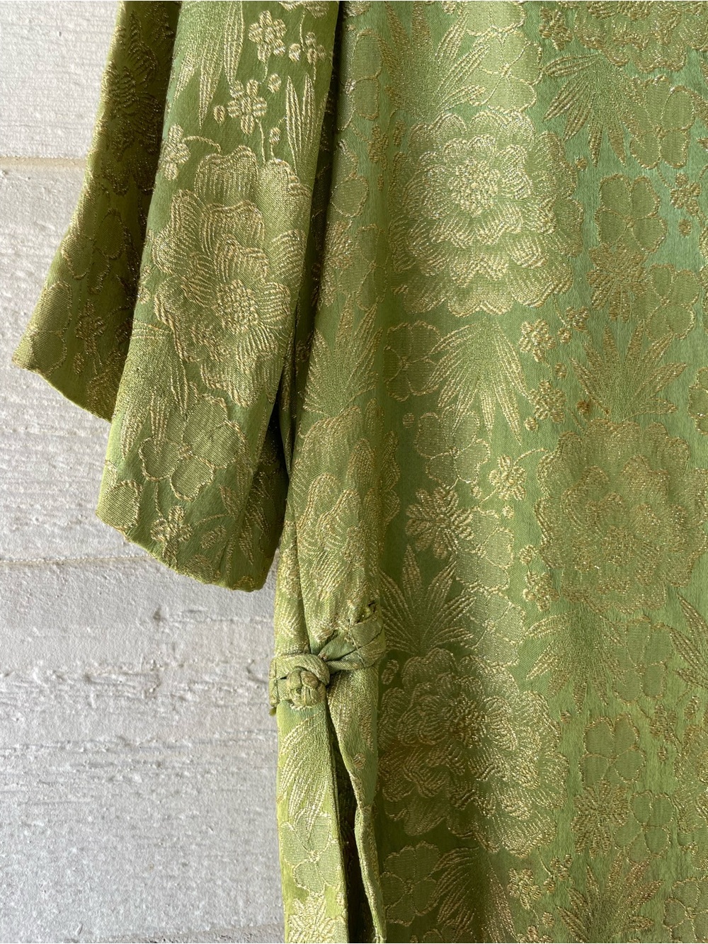 Vintage Kamehameha 2-Pc Green/Gold Floral Woven Blazer/Pant Set - Picture 3 of 13